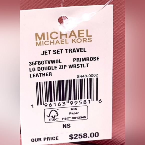 Michael Kors Wallet Wristlet Primrose Pink Double Zip Phone Jet Set NWT! - Picture 5 of 7